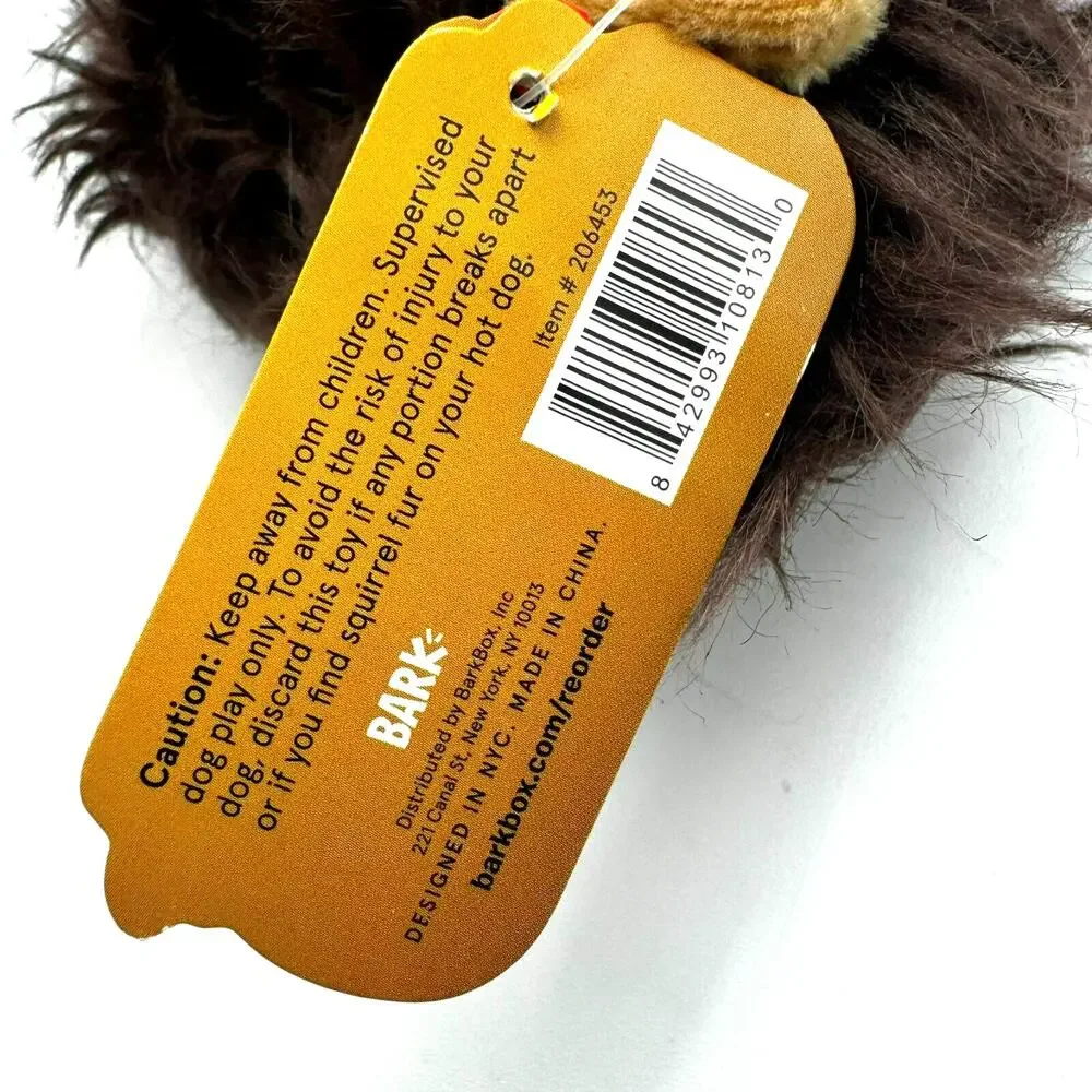 BARK BOX | NEW Chuck the‎ Frying Squirrel Medium Plush Dog Toy Crinkle Squeaker